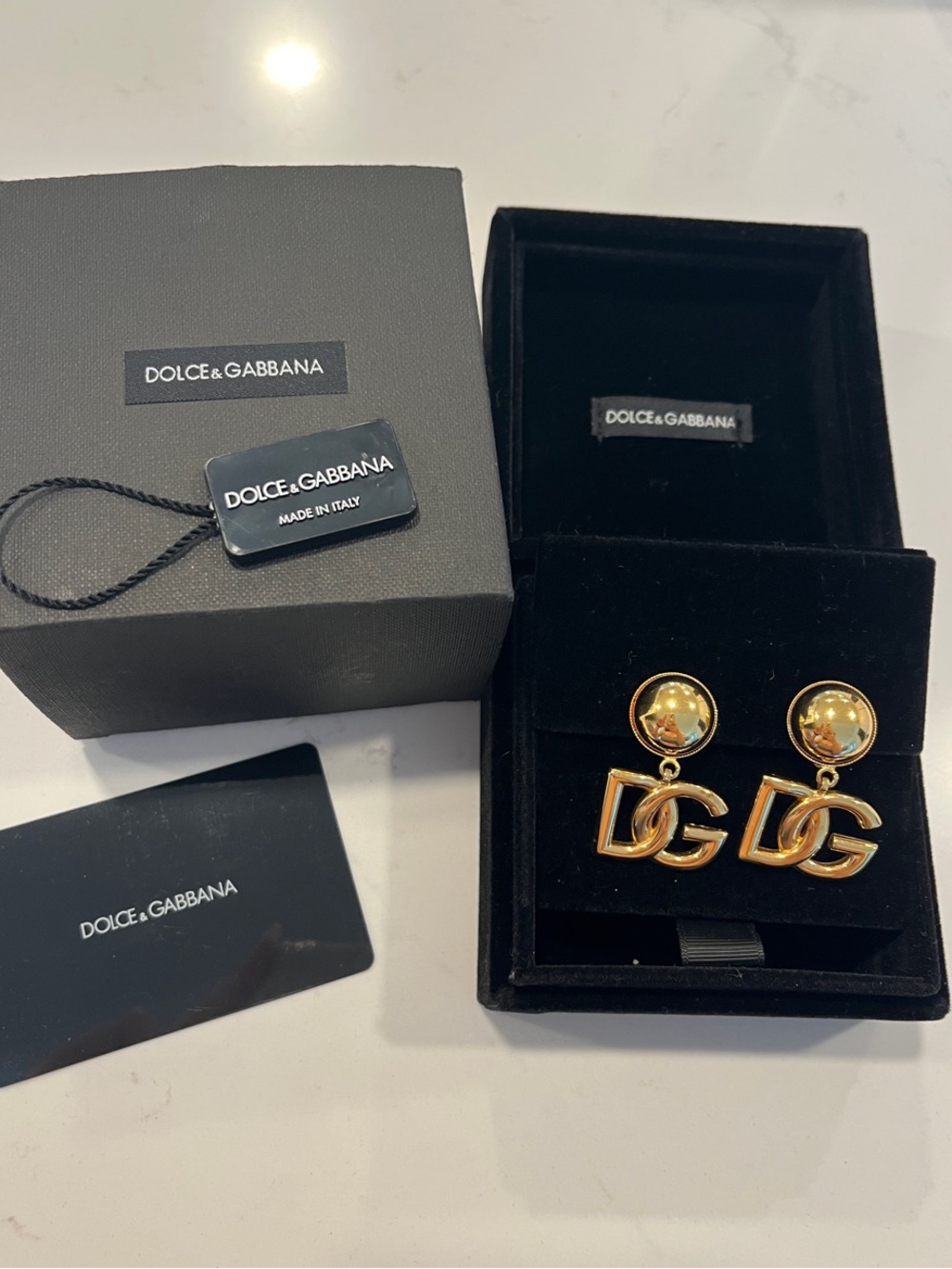 Dolce & Gabbana Pop DG Gold Tone Logo Clip-On Earrings